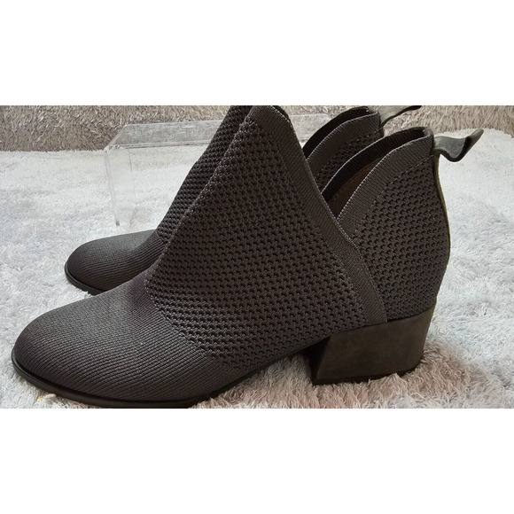 NEW Eileen Fisher Croft‎ Stretch Knit Peep Toe Booties Sz 8 Shoes Gray - Picture 1 of 6